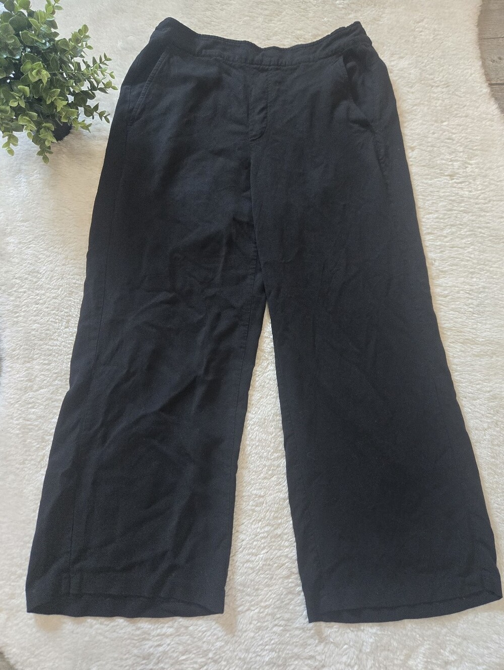 Old Navy Black High-Waisted Wide Leg Soft Flowy Casual Travel Lounge Pants, L